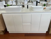 Gloss White Vanity w/ Flat Stone Top - 1500x520mm (Floor Display)